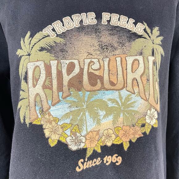 RIP CURL Tropic Feels Pullover Crewneck Sweatshirt in Washed Black Size M - Picture 3 of 7